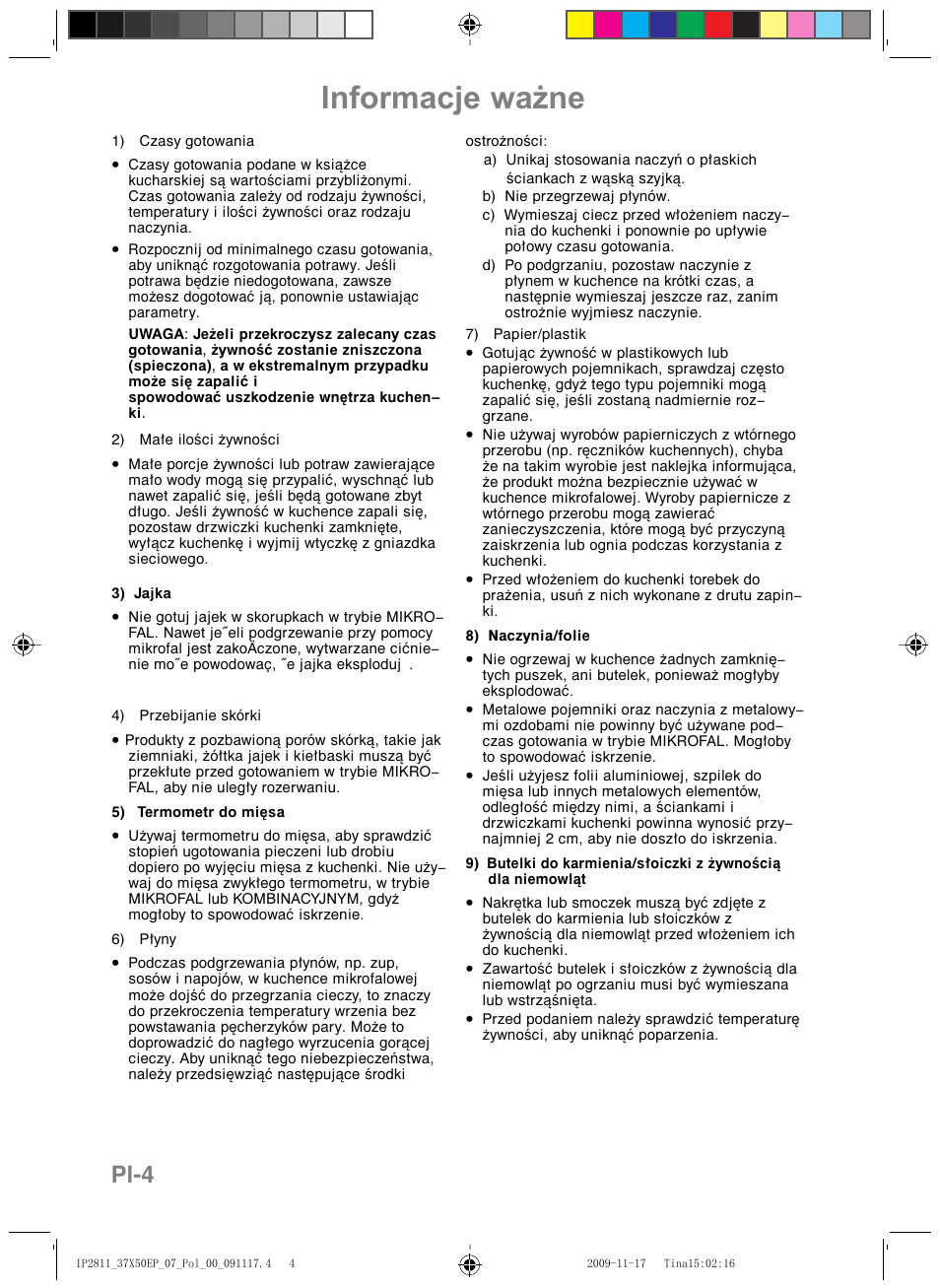 Informacje ważne, Pl-4 | Panasonic NNCT579SEPG User Manual | Page 148 / 217