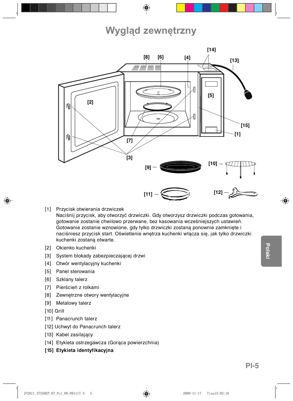 Wygląd zewnętrzny, Pl-5 | Panasonic NNCT579SEPG User Manual | Page 149 / 217