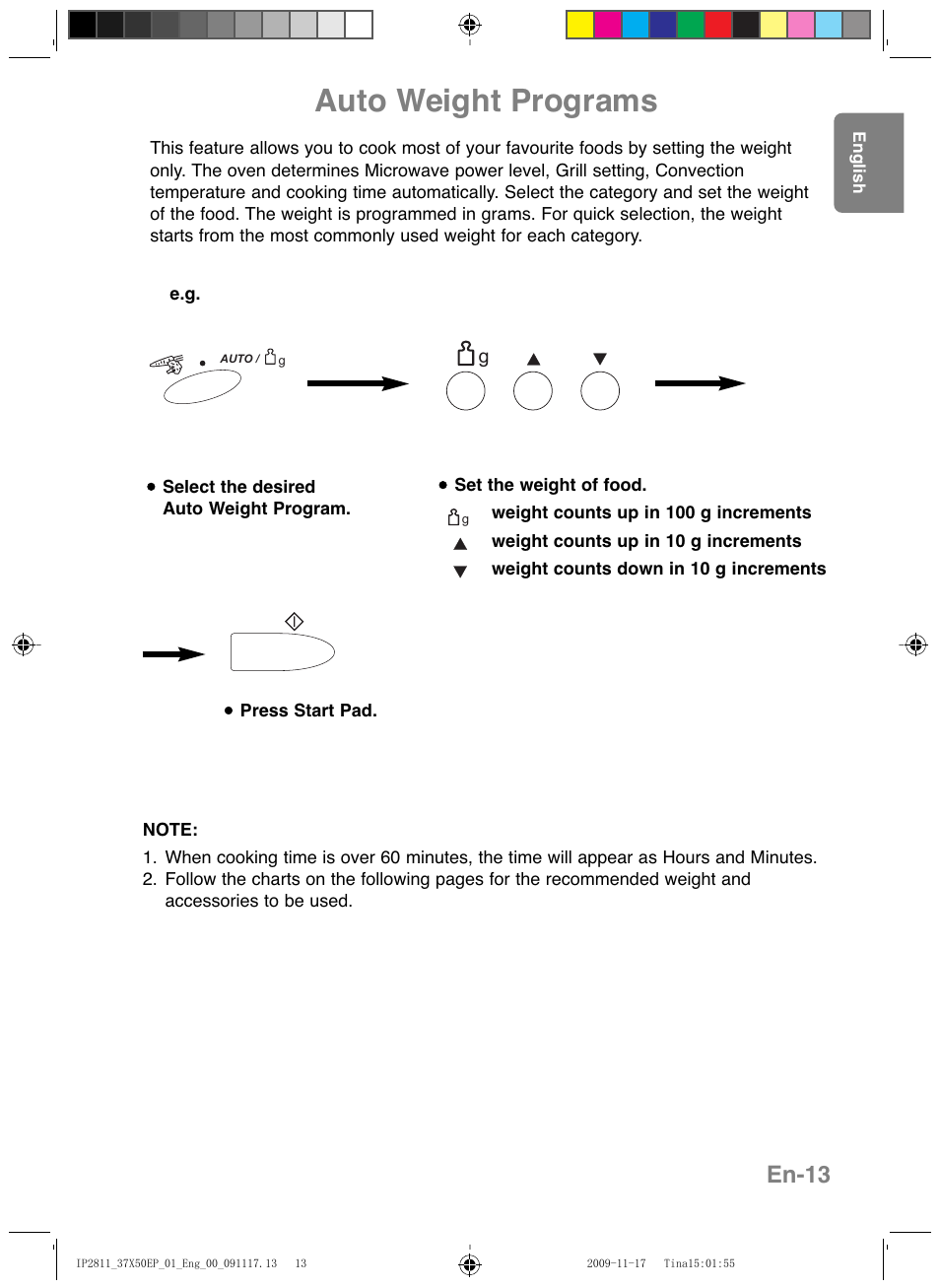 Auto weight programs, En-13 | Panasonic NNCT579SEPG User Manual | Page 15 / 217