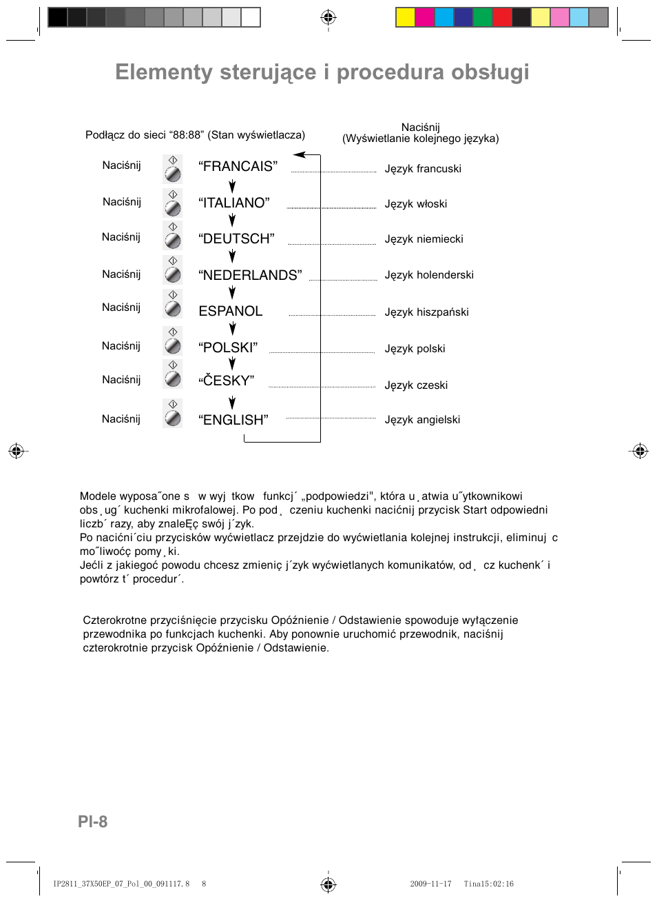 Elementy sterujące i procedura obsługi, Pl-8 | Panasonic NNCT579SEPG User Manual | Page 152 / 217