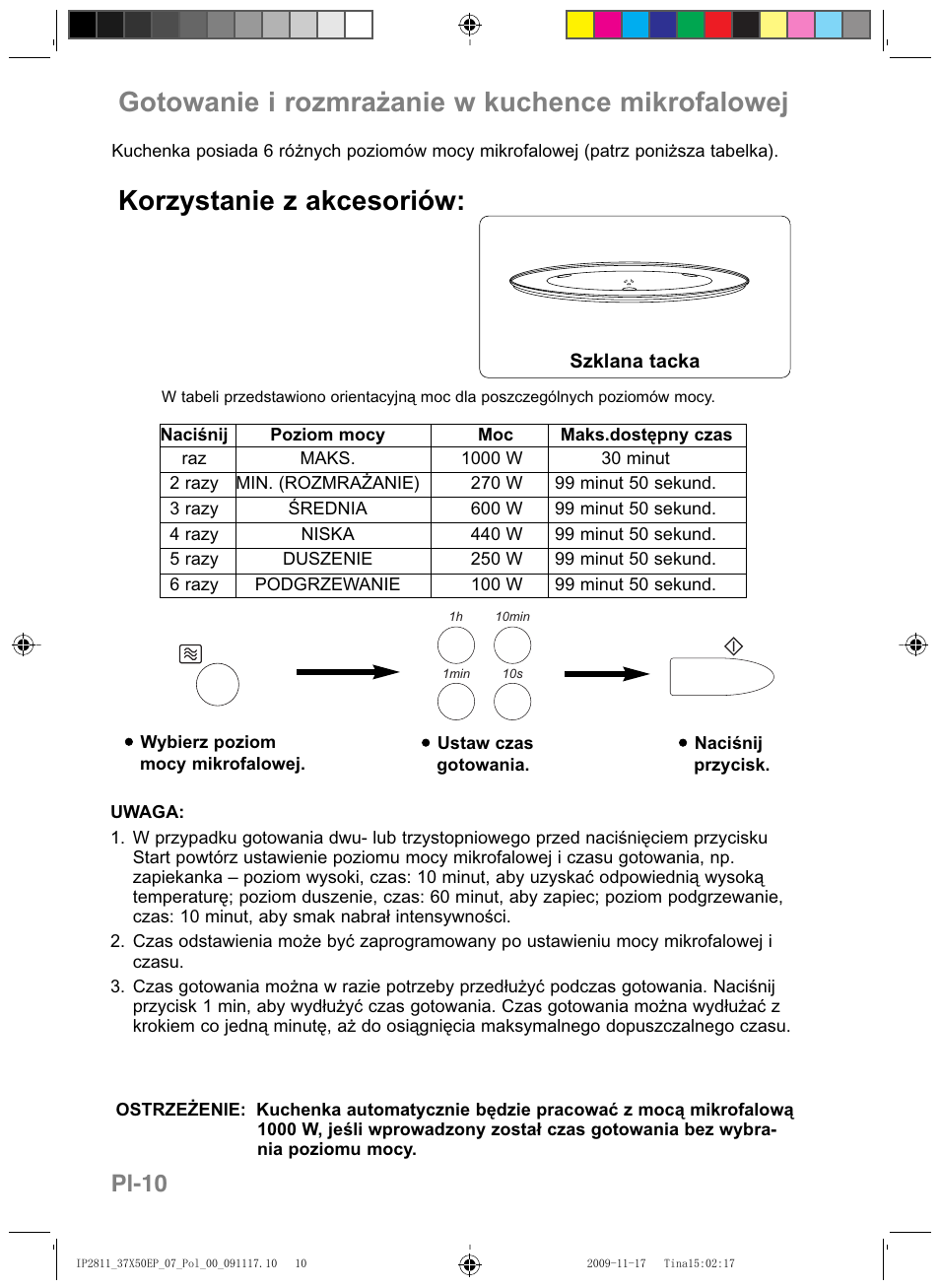 Gotowanie i rozmrażanie w kuchence mikrofalowej, Korzystanie z akcesoriów, Pl-10 | Panasonic NNCT579SEPG User Manual | Page 154 / 217