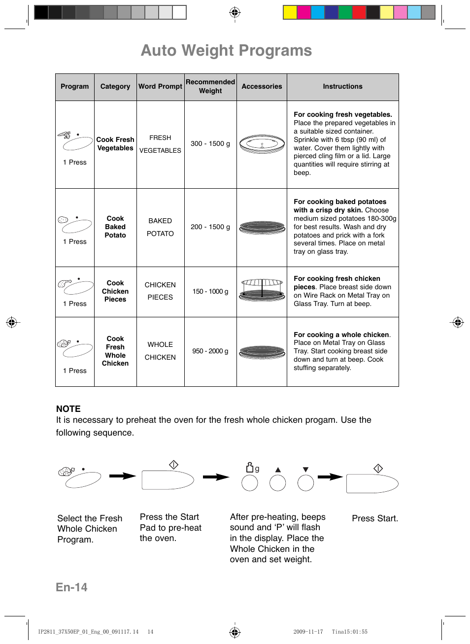 Auto weight programs, En-14 | Panasonic NNCT579SEPG User Manual | Page 16 / 217