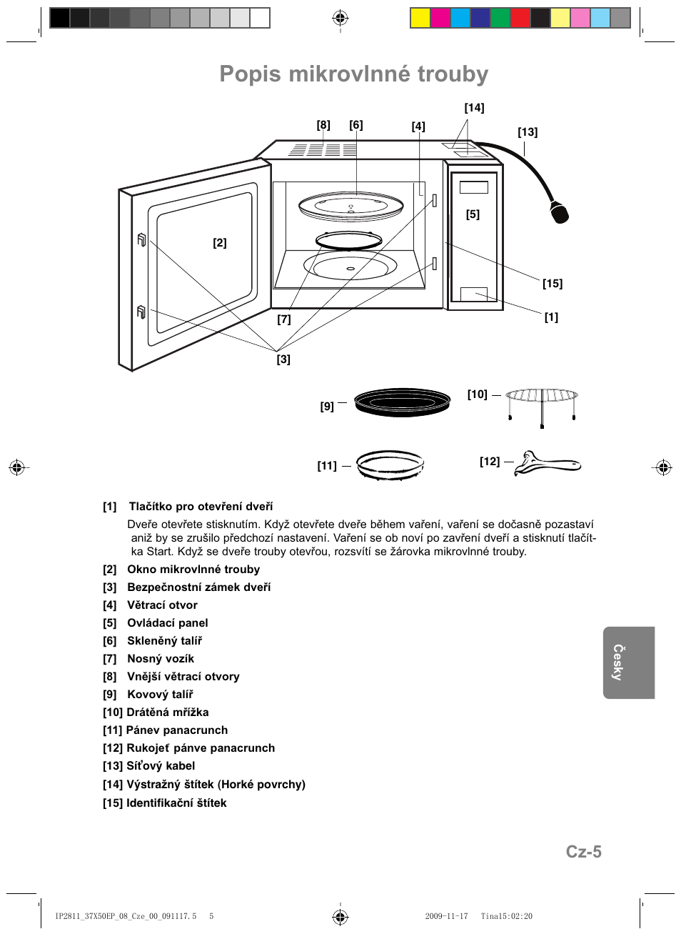 Popis mikrovlnné trouby, Cz-5 | Panasonic NNCT579SEPG User Manual | Page 173 / 217