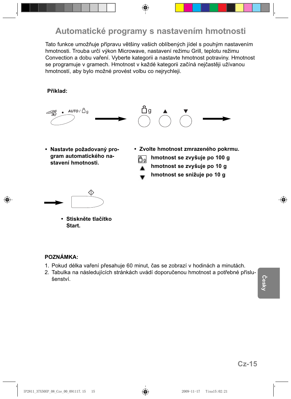 Automatické programy s nastavením hmotnosti, Cz-15 | Panasonic NNCT579SEPG User Manual | Page 183 / 217