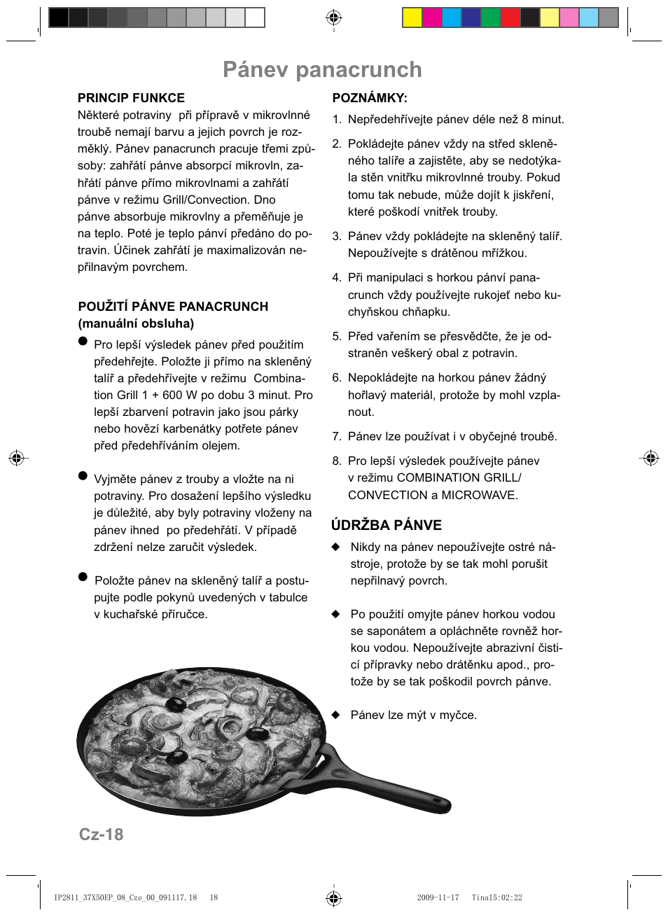 Pánev panacrunch, Cz-18 | Panasonic NNCT579SEPG User Manual | Page 186 / 217