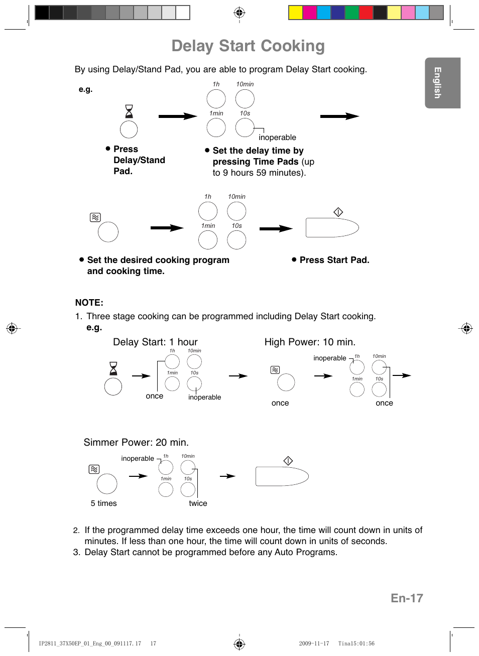 Delay start cooking, En-17 | Panasonic NNCT579SEPG User Manual | Page 19 / 217