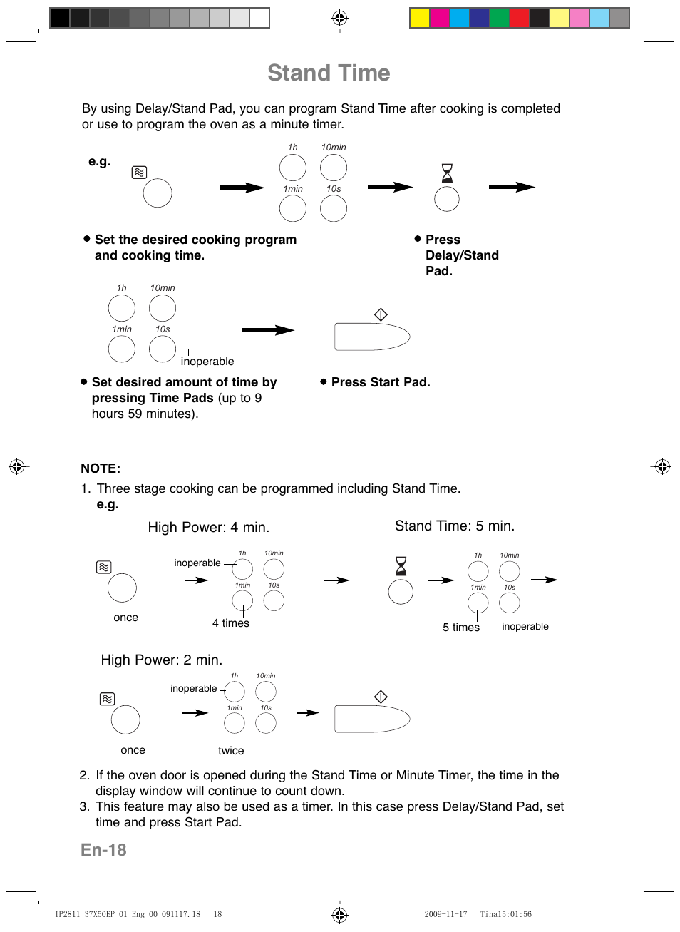 Stand time, En-18 | Panasonic NNCT579SEPG User Manual | Page 20 / 217