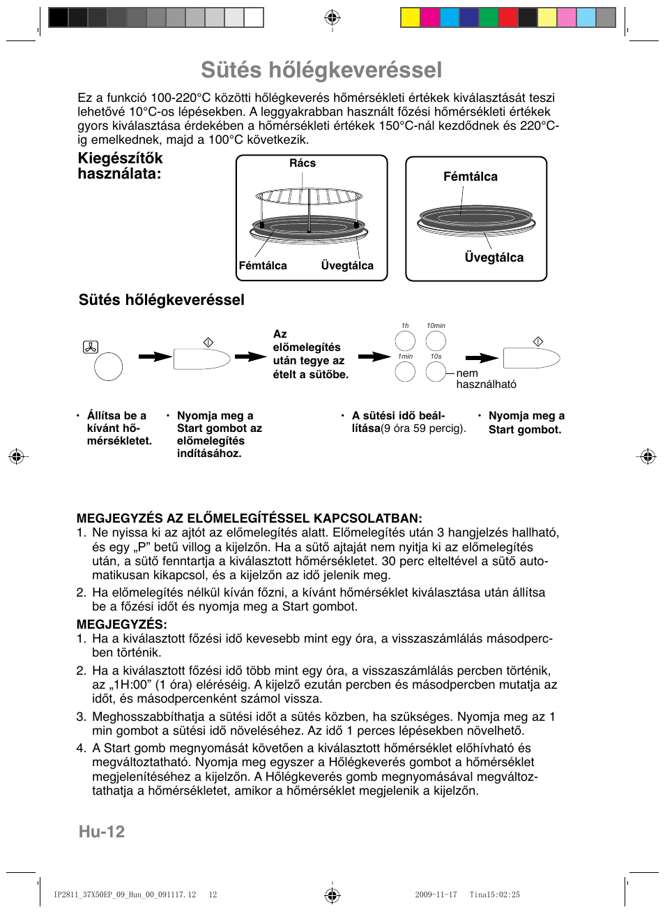 Sütés hőlégkeveréssel, Hu-12, Kiegészítők használata: sütés hőlégkeveréssel | Panasonic NNCT579SEPG User Manual | Page 204 / 217