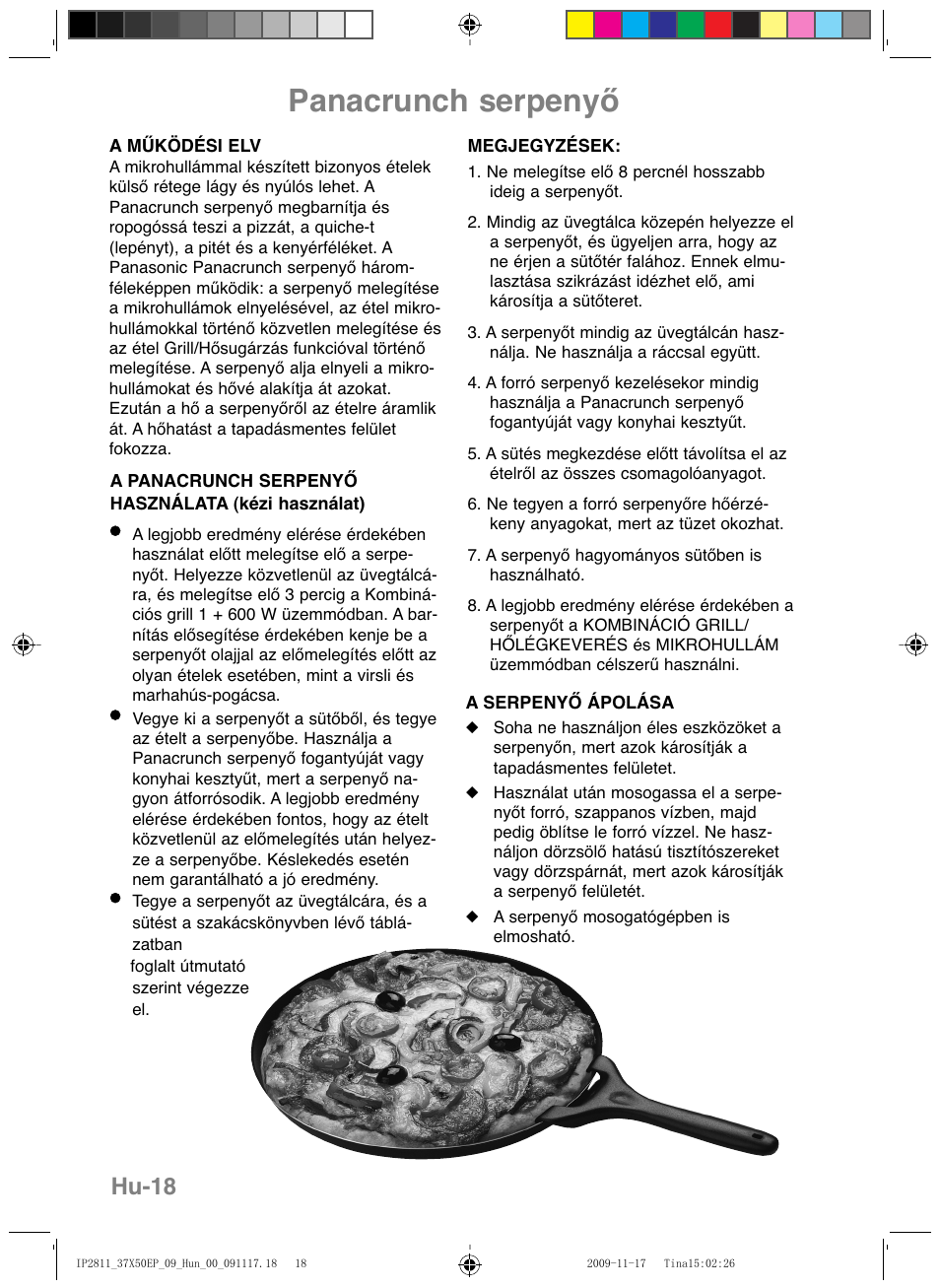 Panacrunch serpenyő, Hu-18 | Panasonic NNCT579SEPG User Manual | Page 210 / 217