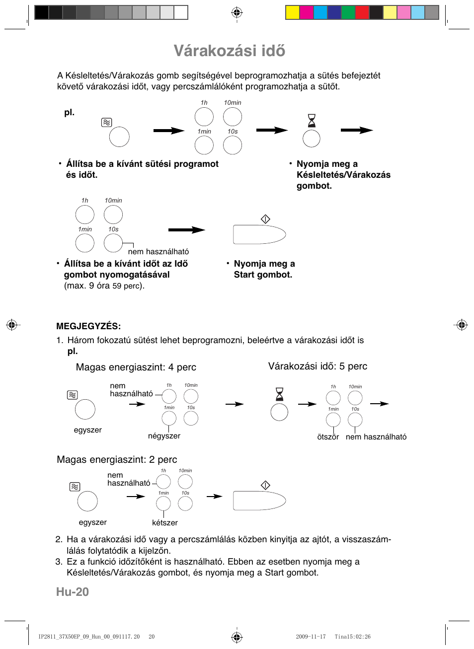 Várakozási idő, Hu-20 | Panasonic NNCT579SEPG User Manual | Page 212 / 217