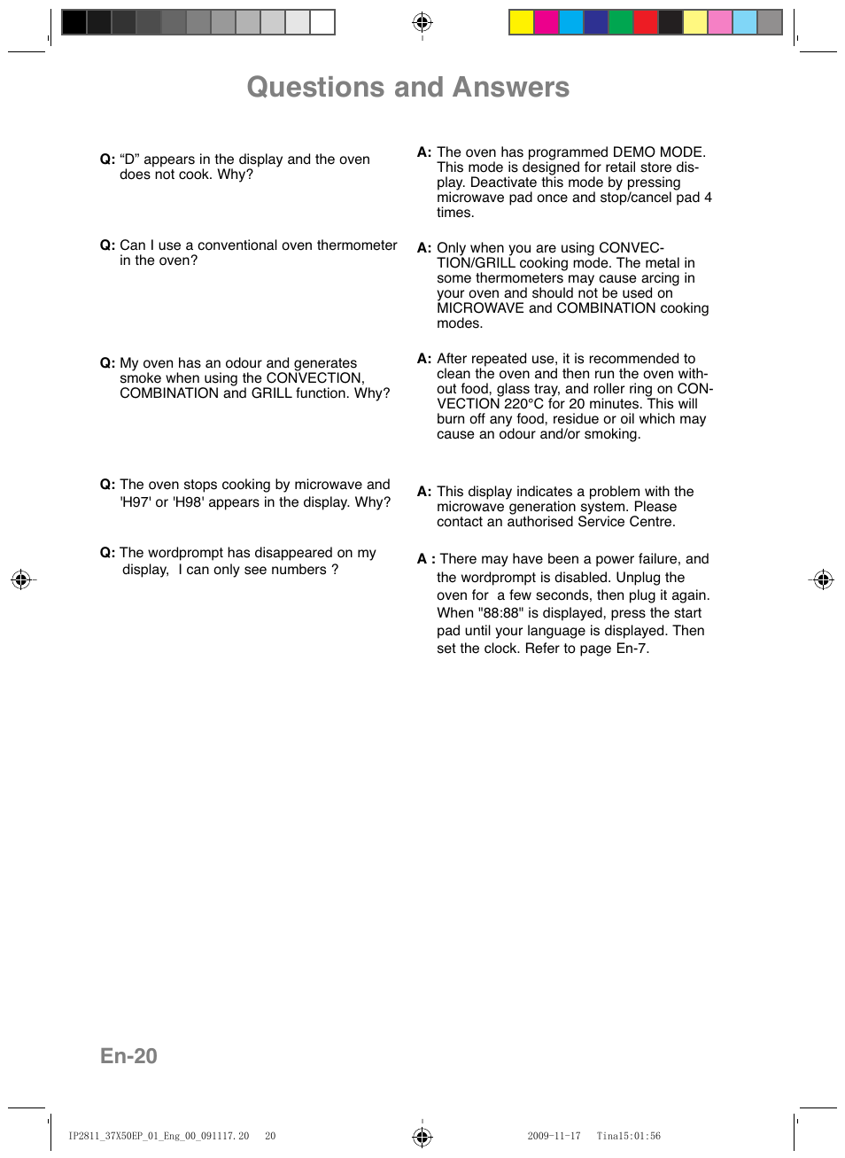 Questions and answers, En-20 | Panasonic NNCT579SEPG User Manual | Page 22 / 217