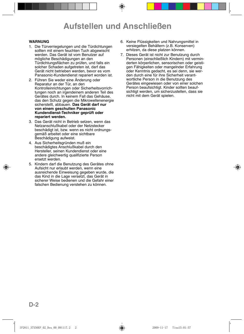 Aufstellen und anschließen | Panasonic NNCT579SEPG User Manual | Page 26 / 217