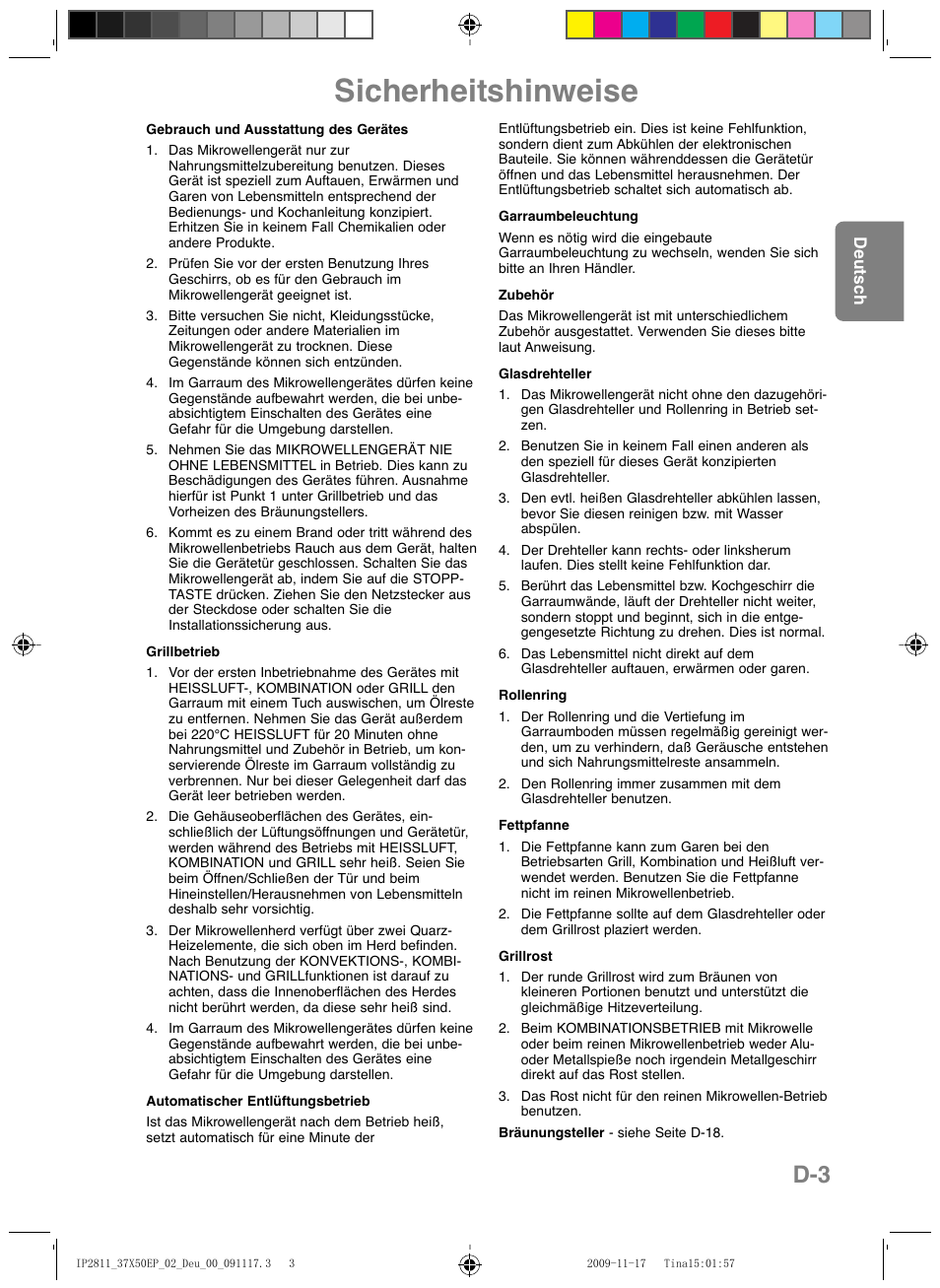 Sicherheitshinweise | Panasonic NNCT579SEPG User Manual | Page 27 / 217