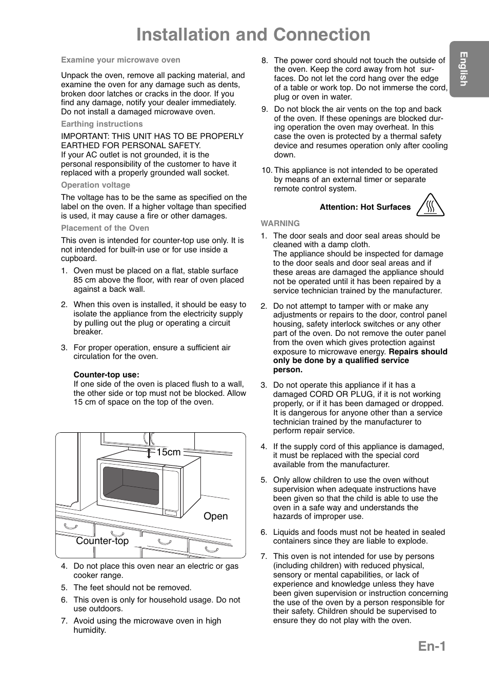 Installation and connection, En-1 | Panasonic NNCT579SEPG User Manual | Page 3 / 217