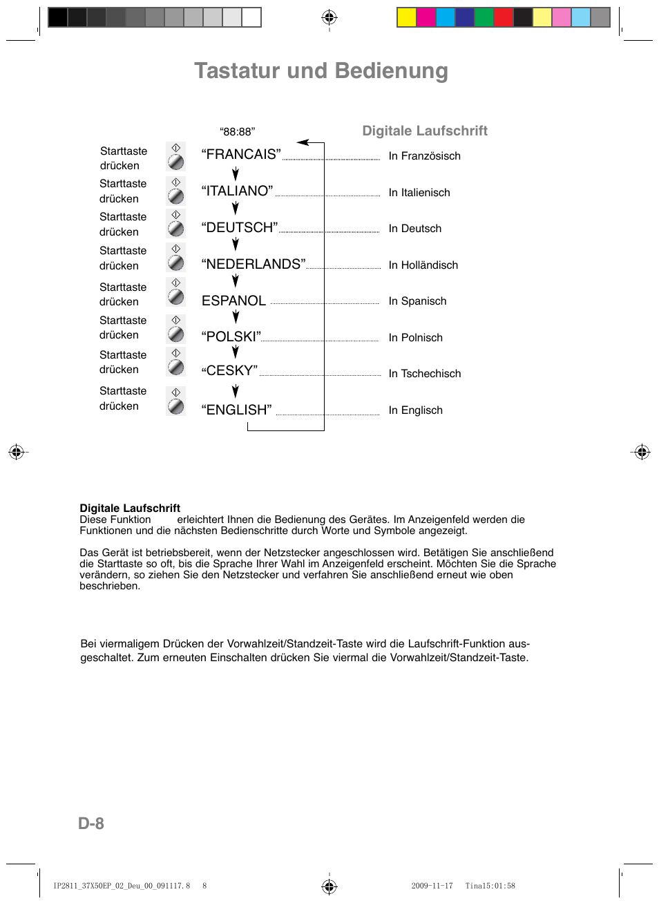 Tastatur und bedienung | Panasonic NNCT579SEPG User Manual | Page 32 / 217