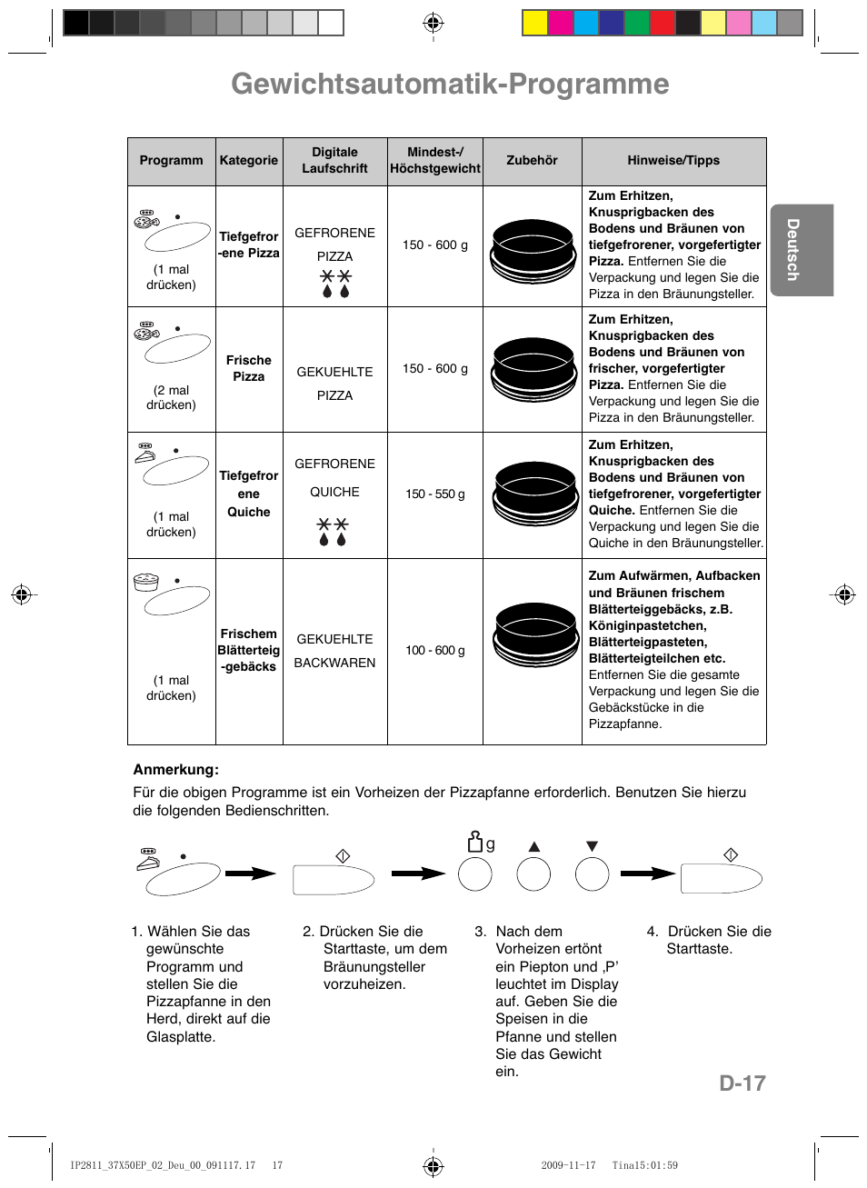 Gewichtsautomatik-programme, D-17 | Panasonic NNCT579SEPG User Manual | Page 41 / 217