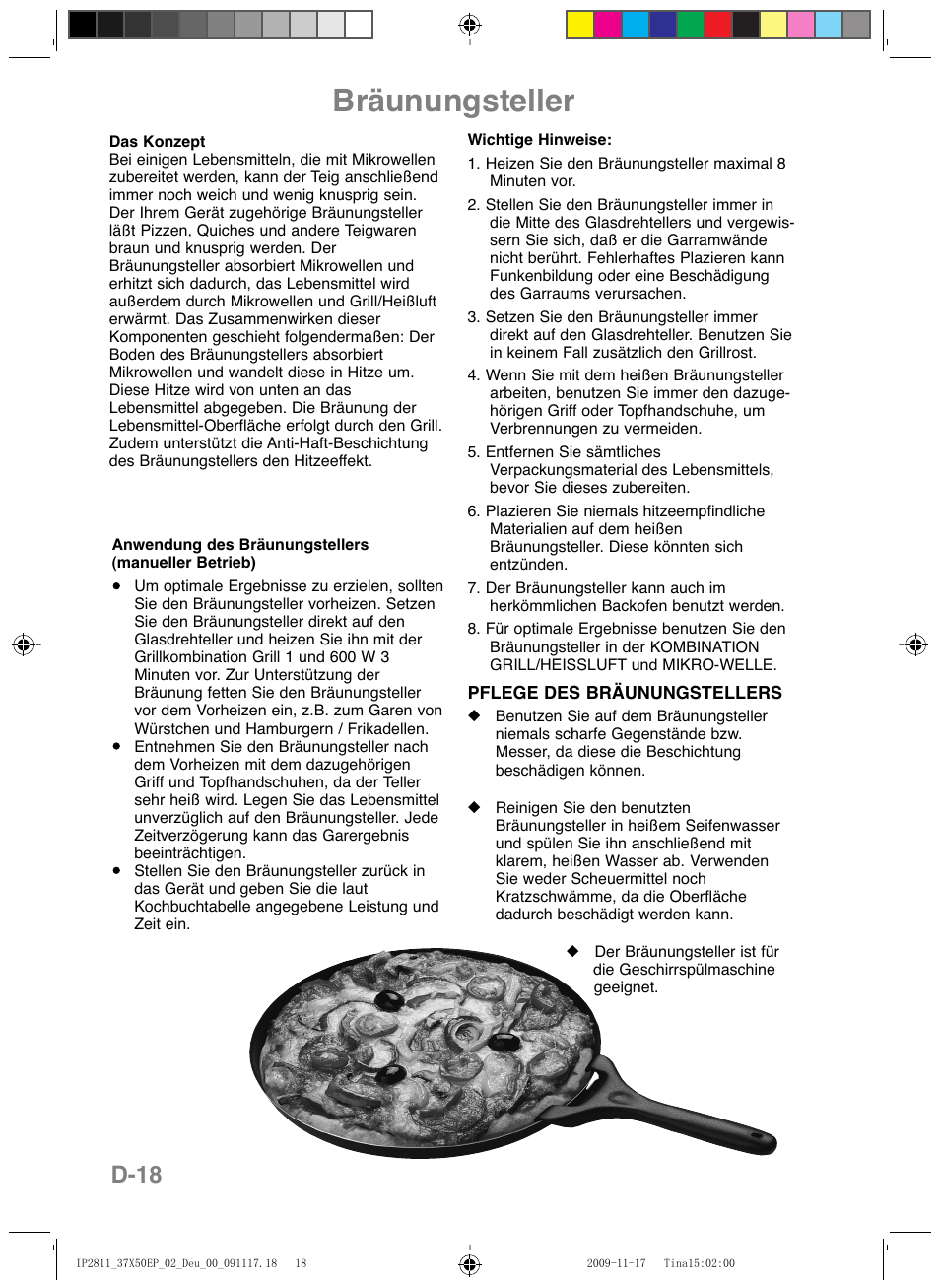 Bräunungsteller, D-18 | Panasonic NNCT579SEPG User Manual | Page 42 / 217