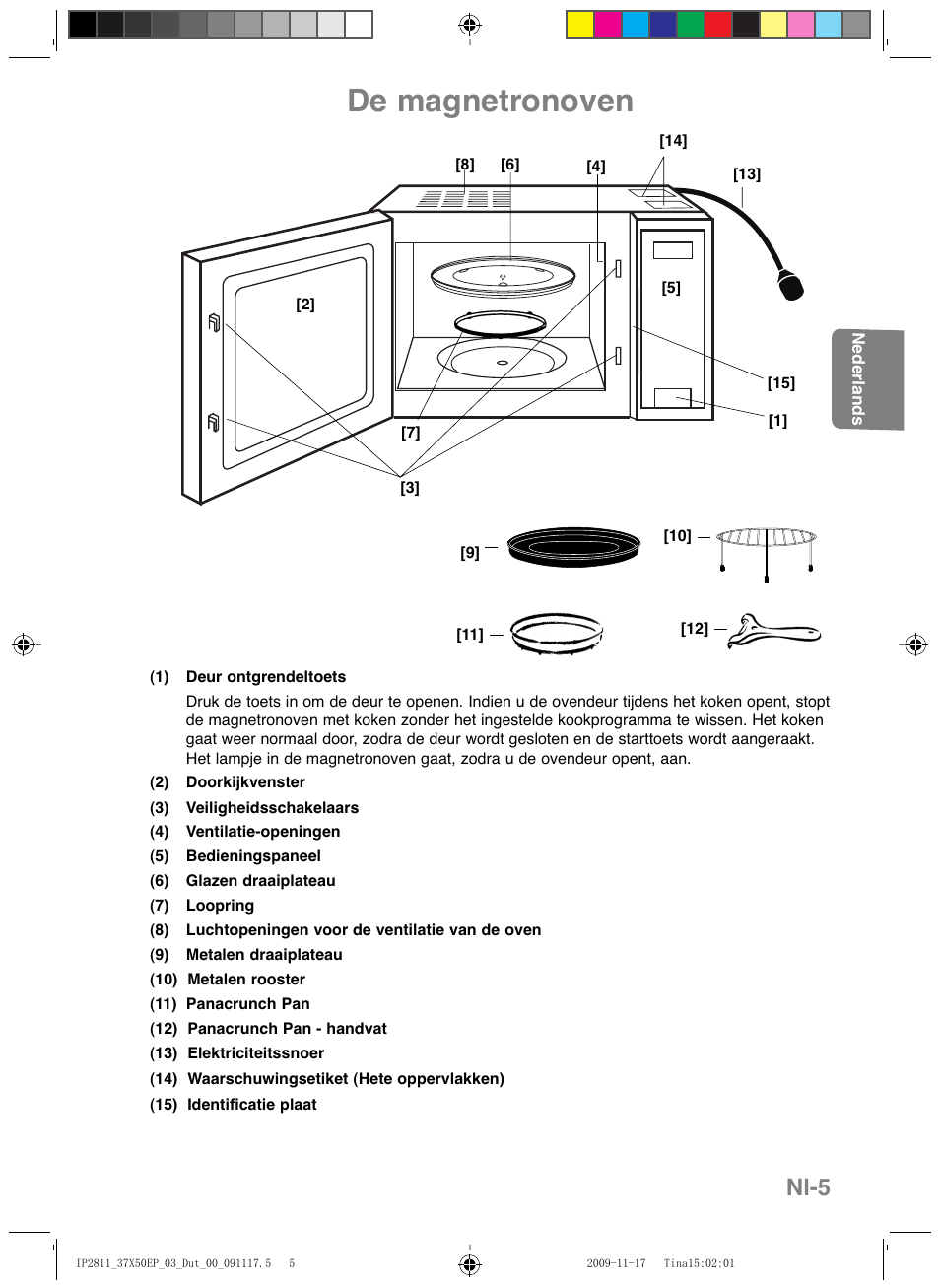 De magnetronoven, Nl-5 | Panasonic NNCT579SEPG User Manual | Page 53 / 217