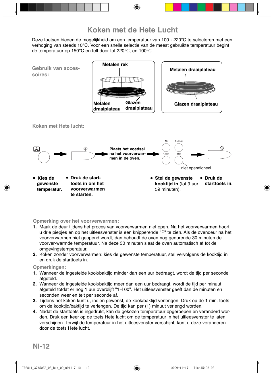 Koken met de hete lucht, Nl-12 | Panasonic NNCT579SEPG User Manual | Page 60 / 217