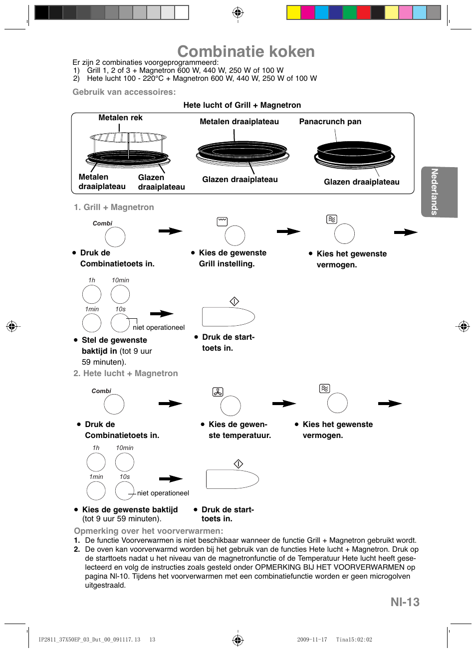 Combinatie koken, Nl-13 | Panasonic NNCT579SEPG User Manual | Page 61 / 217