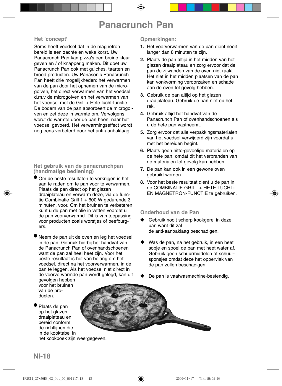 Panacrunch pan, Nl-18 | Panasonic NNCT579SEPG User Manual | Page 66 / 217