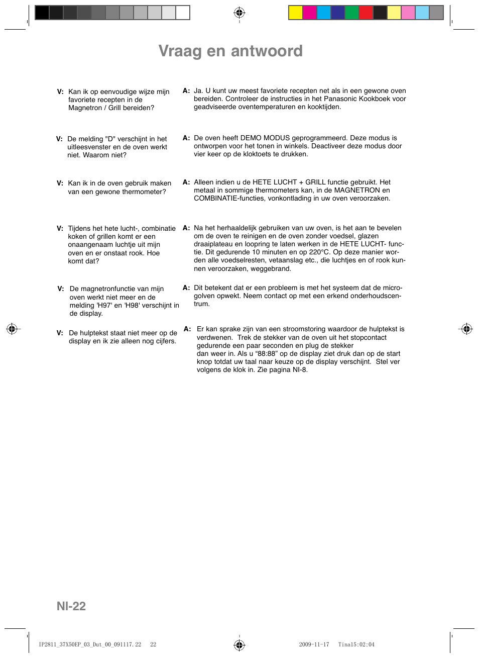 Vraag en antwoord, Nl-22 | Panasonic NNCT579SEPG User Manual | Page 70 / 217