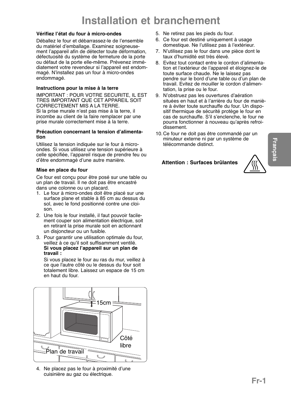 Installation et branchement, Fr-1 | Panasonic NNCT579SEPG User Manual | Page 73 / 217