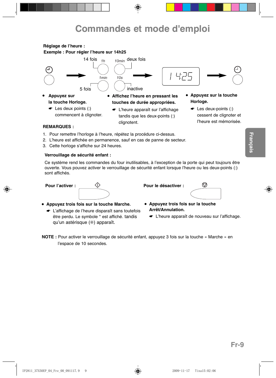 Commandes et mode d'emploi, Fr-9 | Panasonic NNCT579SEPG User Manual | Page 81 / 217