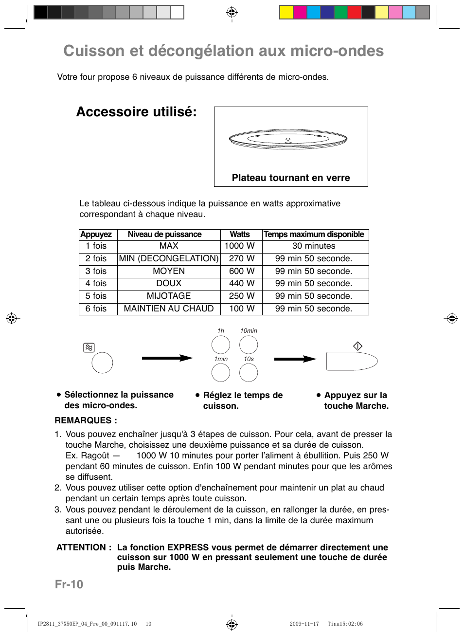 Cuisson et décongélation aux micro-ondes, Accessoire utilisé, Fr-10 | Panasonic NNCT579SEPG User Manual | Page 82 / 217