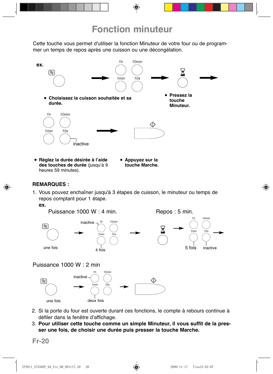 Fonction minuteur, Fr-20 | Panasonic NNCT579SEPG User Manual | Page 92 / 217