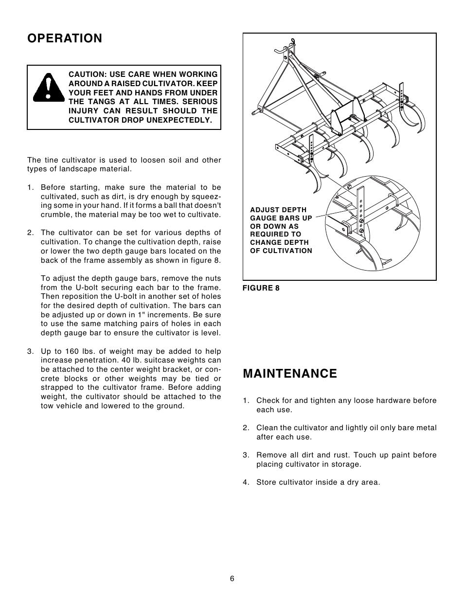 Operation, Maintenance | Agri-Fab 45-0355-131 User Manual | Page 6 / 8