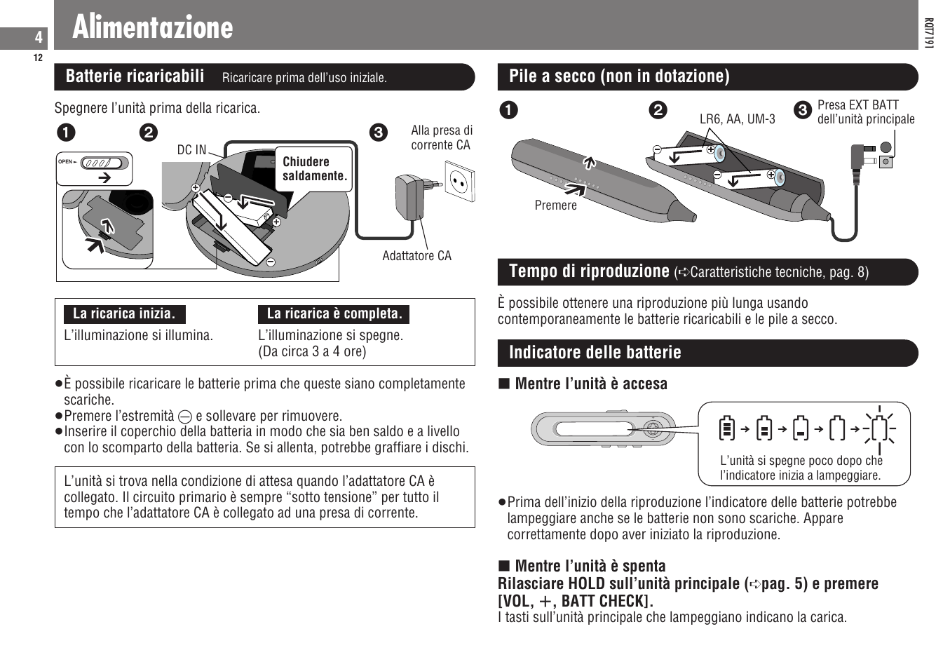 Alimentazione | Panasonic SLCT710 User Manual | Page 12 / 92