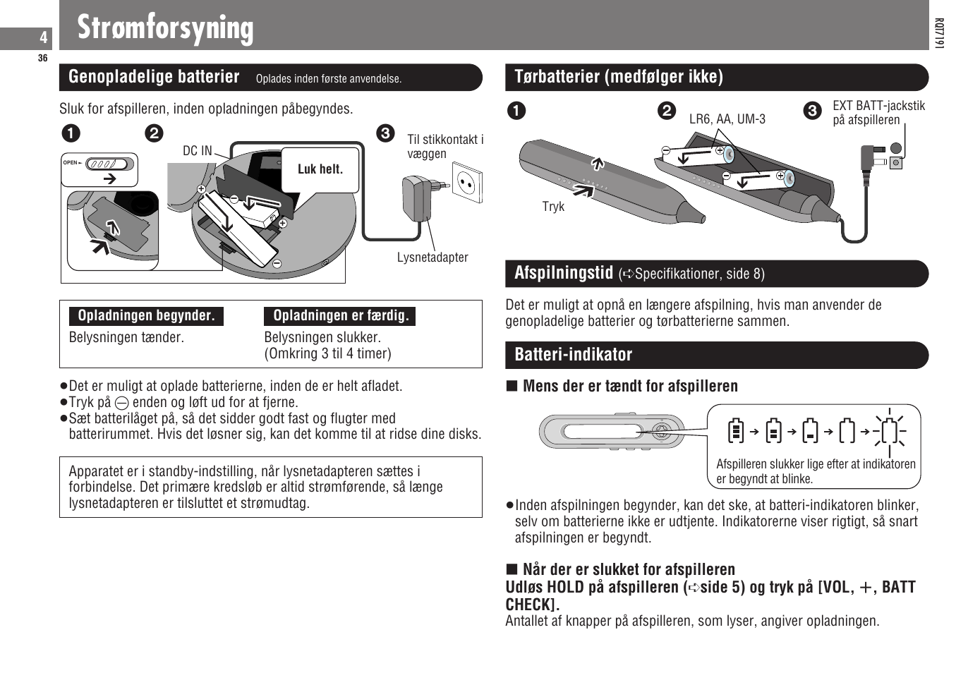 Strømforsyning | Panasonic SLCT710 User Manual | Page 36 / 92