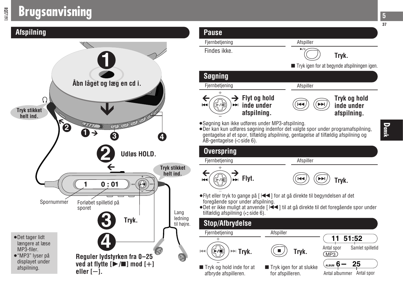 Brugsanvisning | Panasonic SLCT710 User Manual | Page 37 / 92