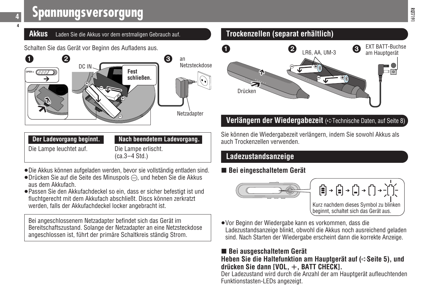 Spannungsversorgung | Panasonic SLCT710 User Manual | Page 4 / 92