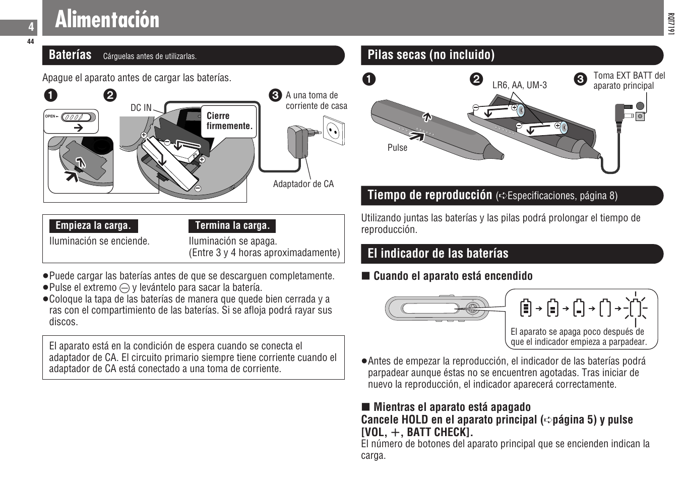 Alimentación | Panasonic SLCT710 User Manual | Page 44 / 92