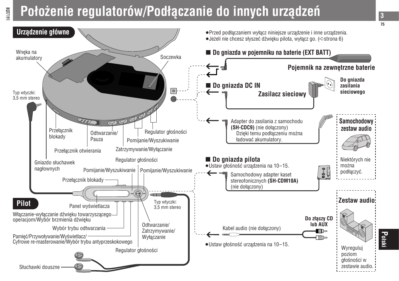 Urzàdzenie gìówne, Pilot | Panasonic SLCT710 User Manual | Page 75 / 92