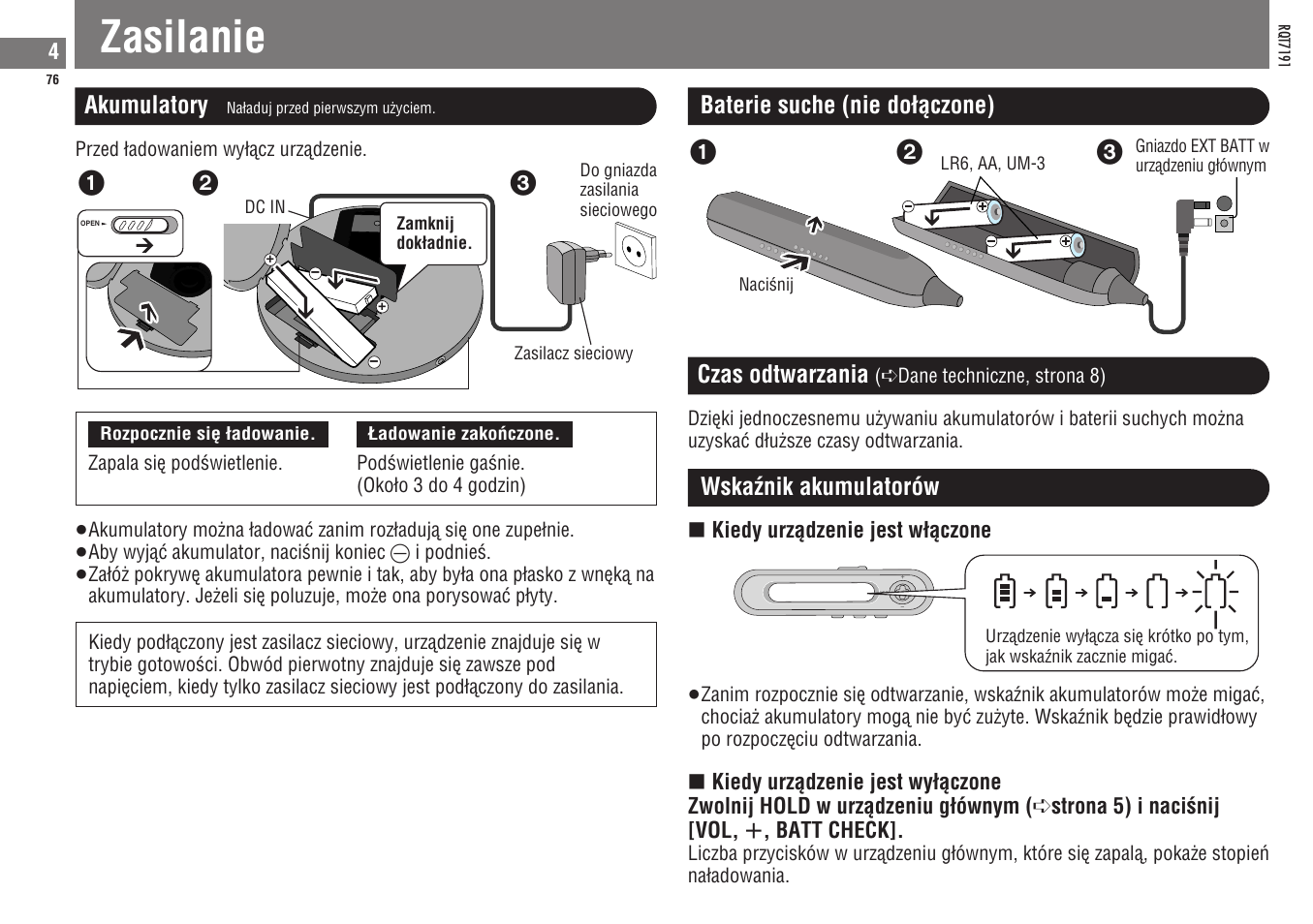 Zasilanie | Panasonic SLCT710 User Manual | Page 76 / 92