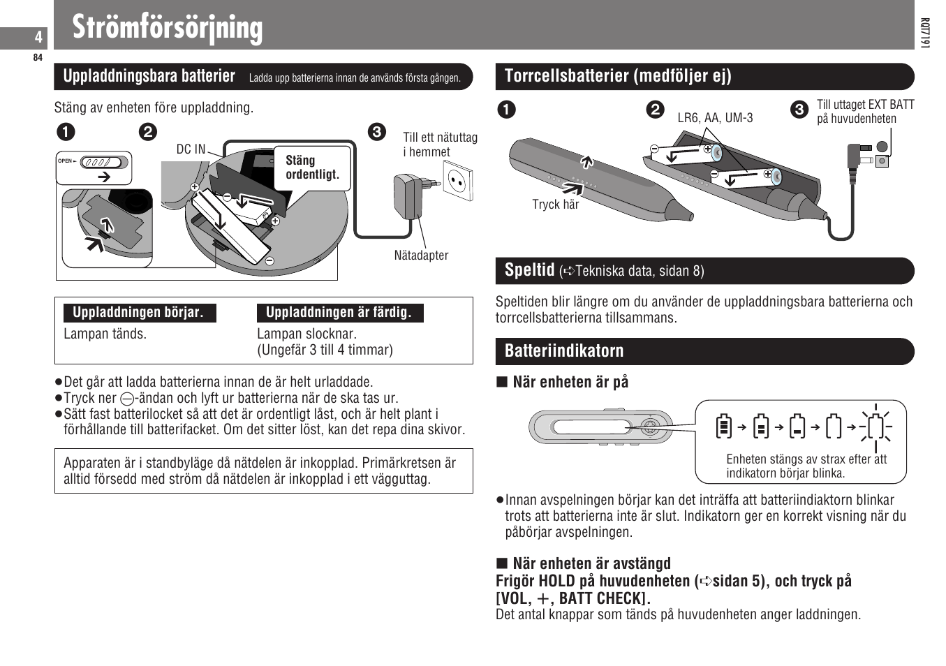 Strömförsörjning | Panasonic SLCT710 User Manual | Page 84 / 92