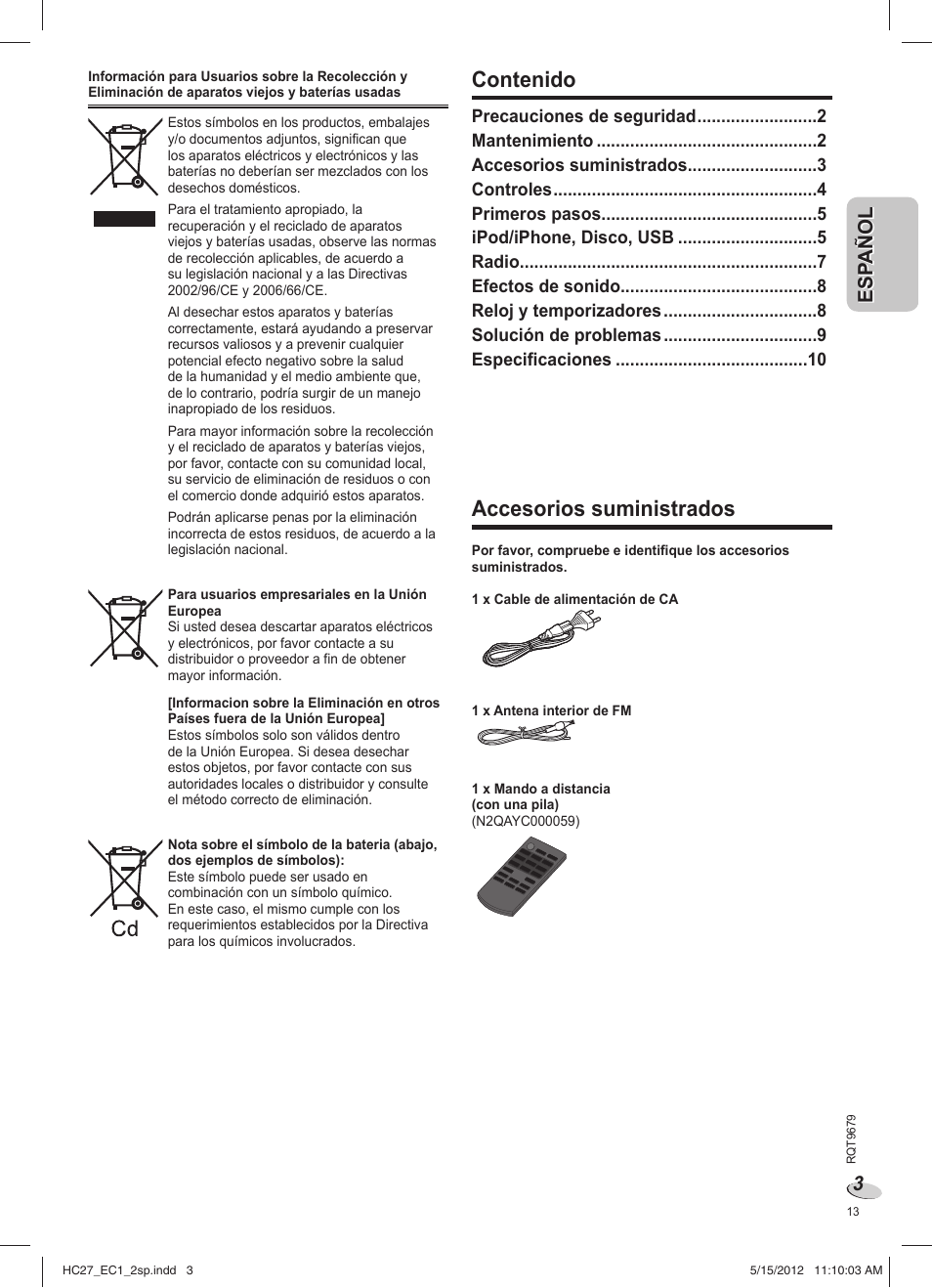 Panasonic SCHC27 User Manual | Page 13 / 68