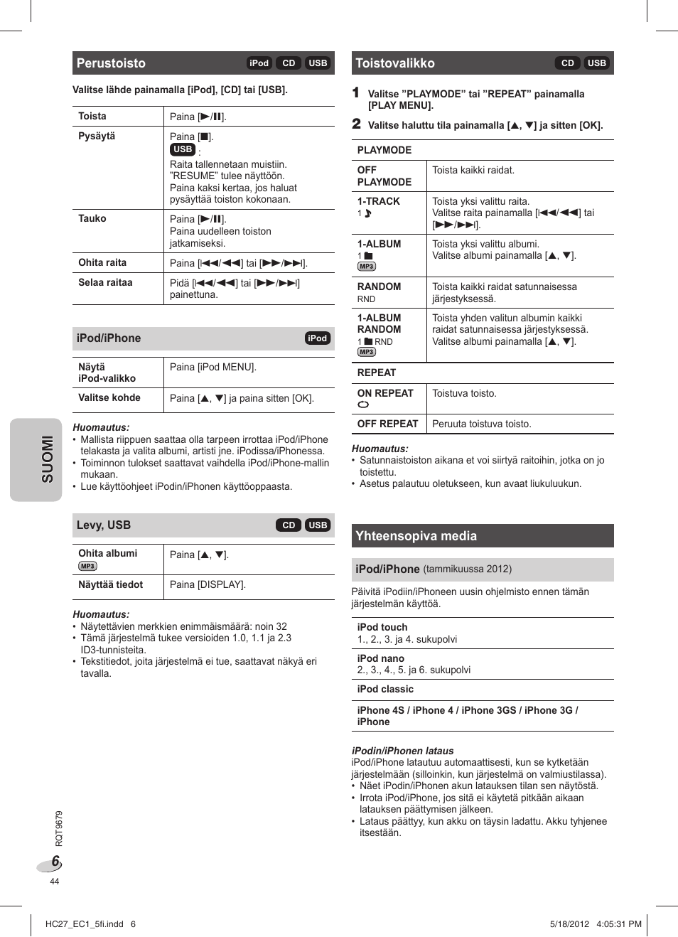 Panasonic SCHC27 User Manual | Page 44 / 68