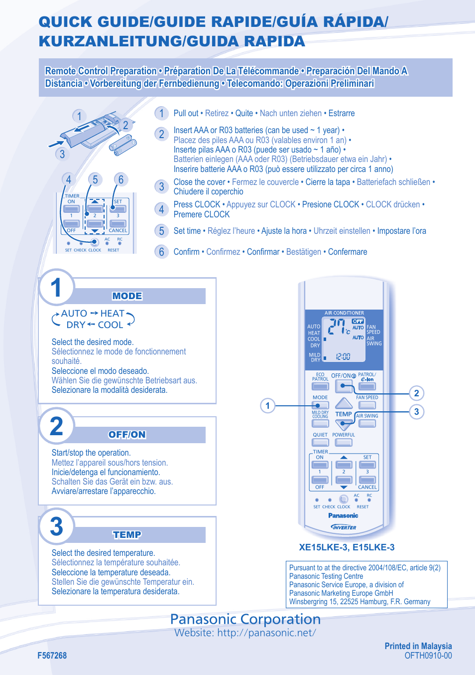 Panasonic corporation | Panasonic CSE15LKE3 User Manual | Page 36 / 36