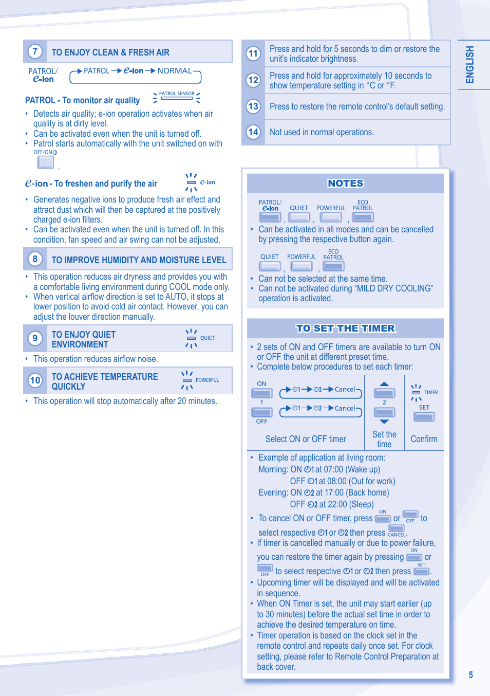 English | Panasonic CUE28LKE User Manual | Page 5 / 36