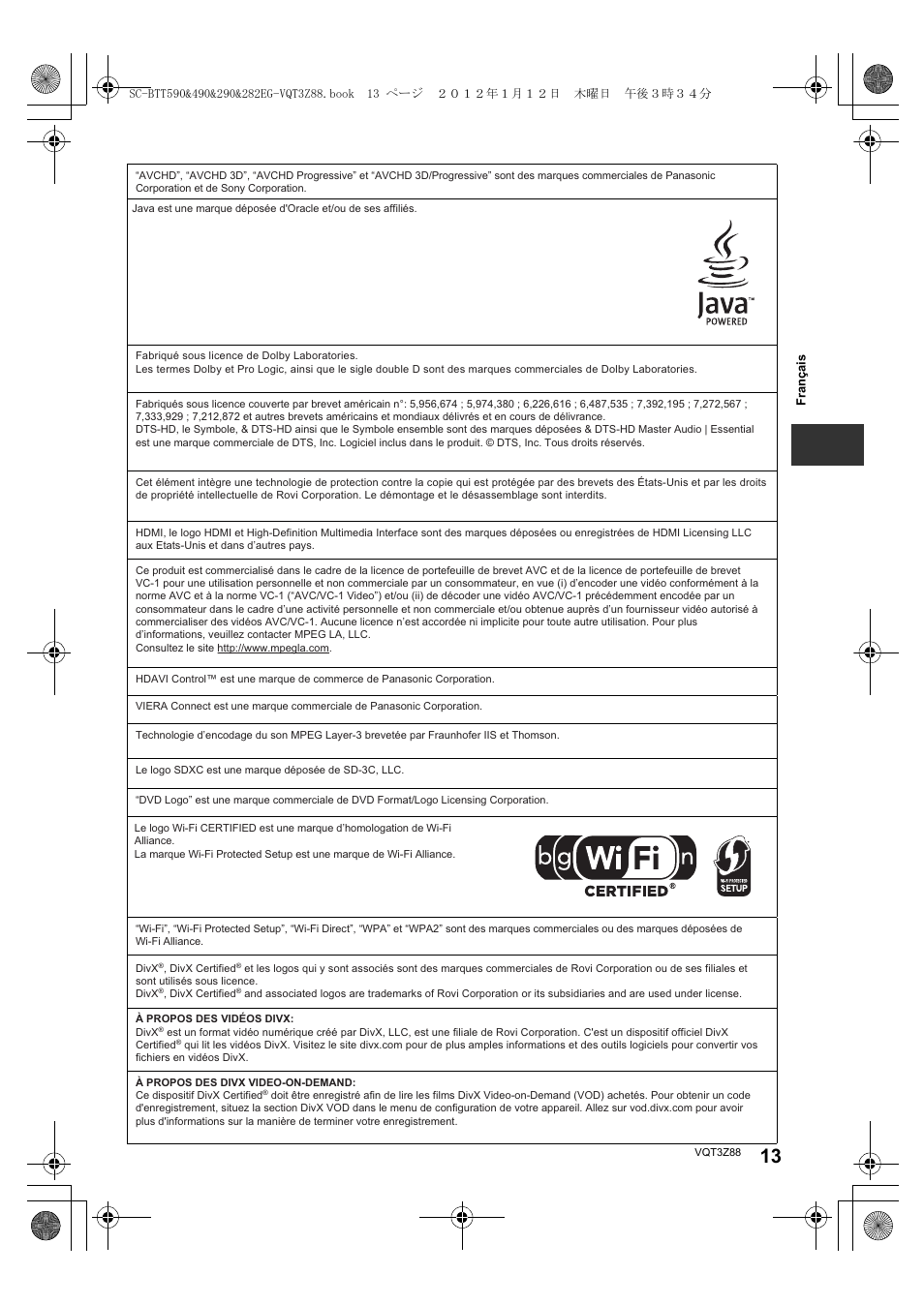 Panasonic SCBTT290EGK User Manual | Page 13 / 100