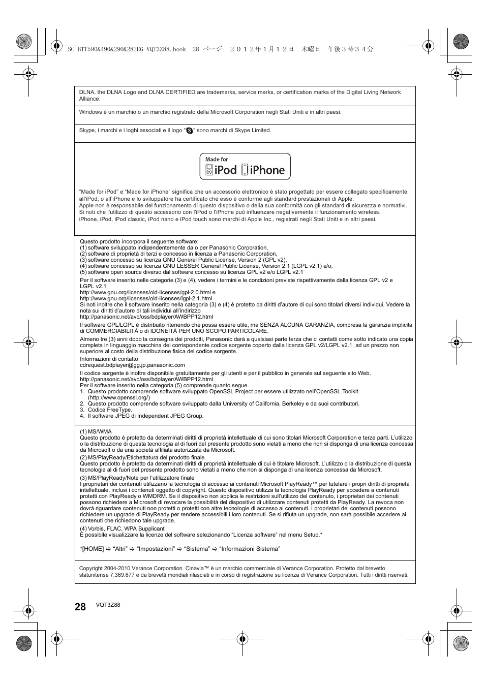 Panasonic SCBTT290EGK User Manual | Page 28 / 100