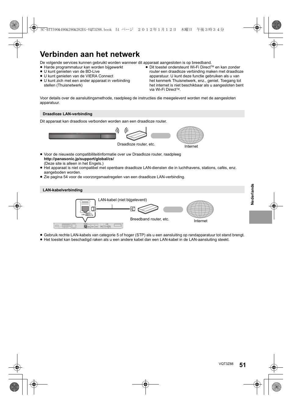 Verbinden aan het netwerk | Panasonic SCBTT290EGK User Manual | Page 51 / 100