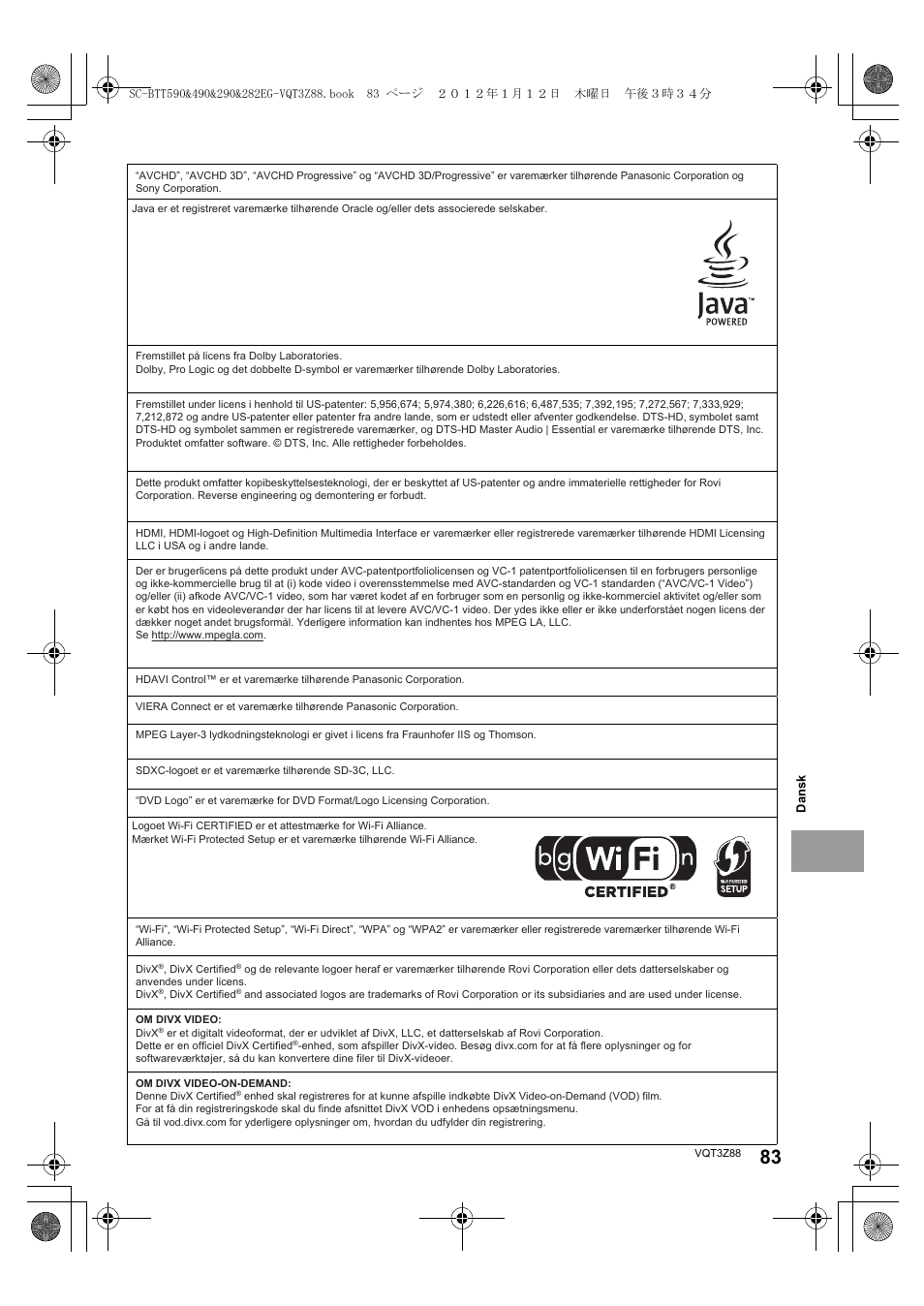 Panasonic SCBTT290EGK User Manual | Page 83 / 100