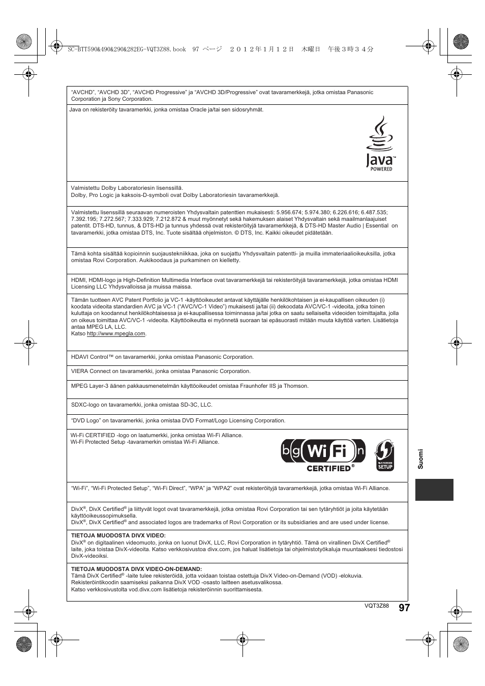 Panasonic SCBTT290EGK User Manual | Page 97 / 100