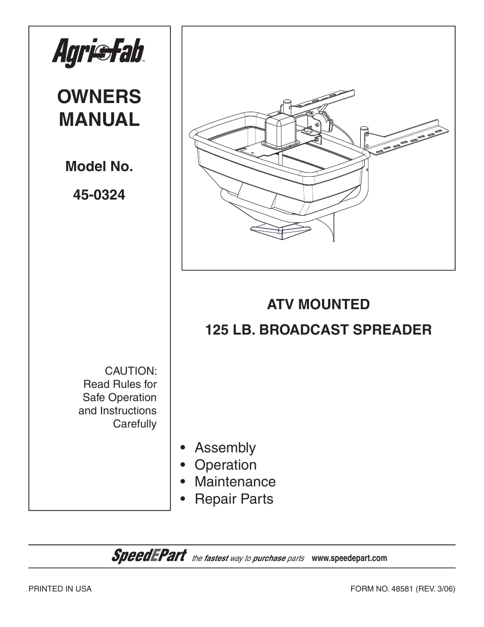 Agri-Fab 45-0324 User Manual | 12 pages