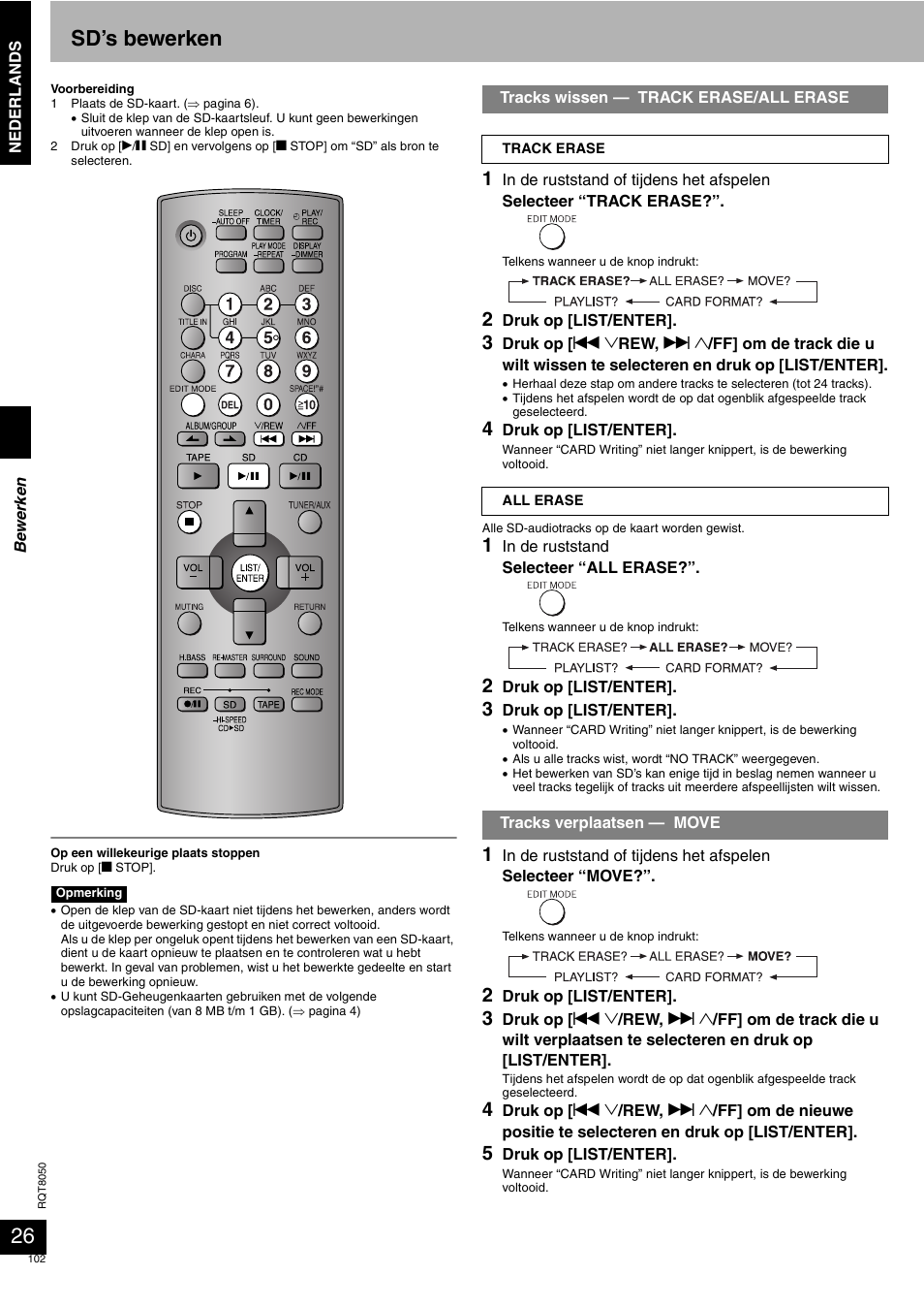 Sd’s bewerken | Panasonic SCPM71SD User Manual | Page 102 / 192